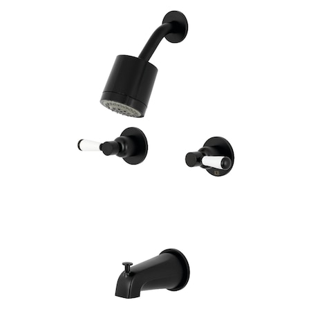 Kingston Brass Tub and Shower Faucet, Matte Black, Wall Mount KBX8140DPL